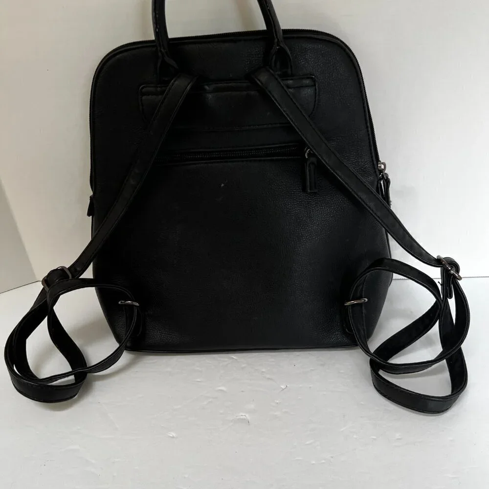 DAVID JONES PARIS Womens‎ Black Leather Backpack Bag (Read)